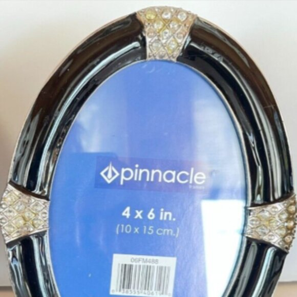 Set of 4 Black Enamel & Rhinestone Oval 4 x 6 Picture Photo Frames by Pinnacle - Picture 4 of 4